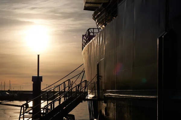 Silhouette Cruise Ship Boat Docked Sea Harbor Bodo Nordland Norway — Photo