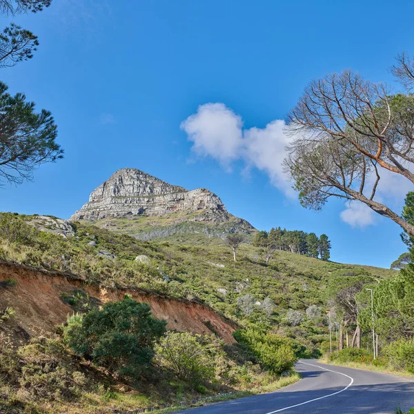 Копій Гірським Перевалом Уздовж Левів Хед Кейптауні Південна Африка Синьому — стокове фото