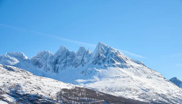 Landschaftsaufnahme Von Schneebergen Und Gletschereis Nach Einem Schweren Arktischen Winterschneesturm — Stockfoto