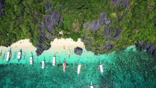 Video Footage Bangka Boats Docked Tropical Beach Philippines — Αρχείο Βίντεο