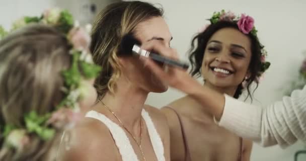 Video Footage Beautiful Young Bride Having Her Makeup Done One — Αρχείο Βίντεο