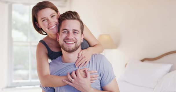 Video Footage Happy Young Couple Spending Quality Time Bedroom Home — Wideo stockowe