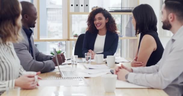 Video Footage Group Businesspeople Having Meeting Boardroom — Stock video