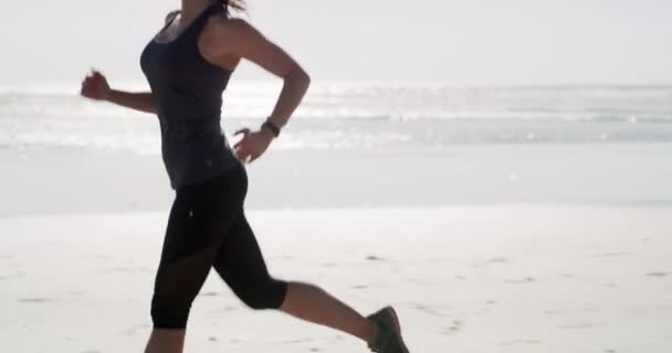Video Footage Attractive Young Woman Running Beach Her Own Day — Vídeos de Stock
