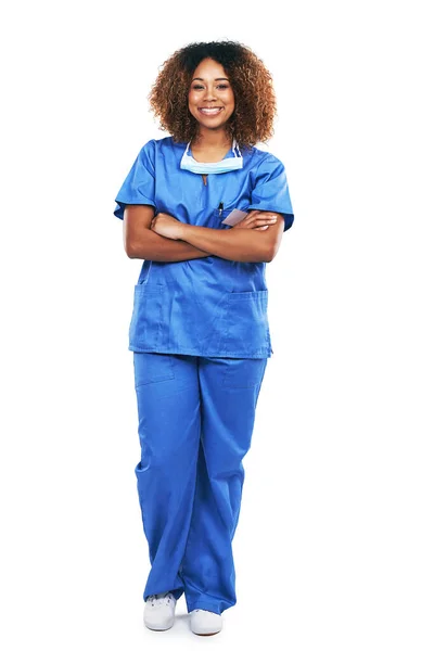 Studio Portrait Attractive Young Nurse White Background — Stockfoto