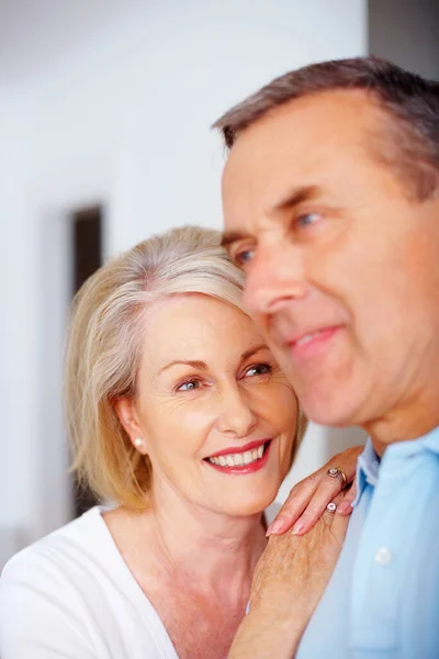 Closeup Portrait Smiling Senior Woman Husband Together Lovely Mood — Stockfoto