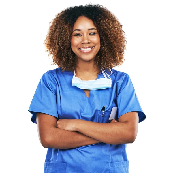 Studio Portrait Attractive Young Nurse White Background — ストック写真