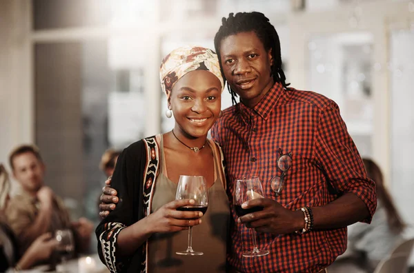 Cropped Portrait Affectionate Young Couple Enjoying Glass Wine — Stok fotoğraf