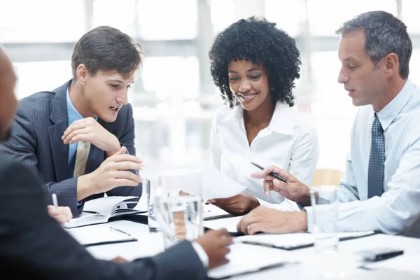 Diverse Group Business People Looking Some Documents Meeting — Stockfoto