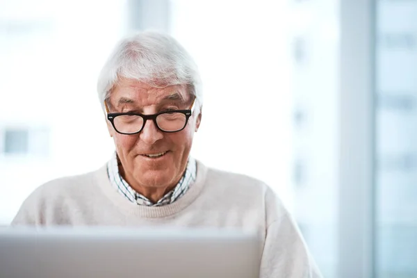 Handsome Senior Businessman Working His Laptop Home —  Fotos de Stock