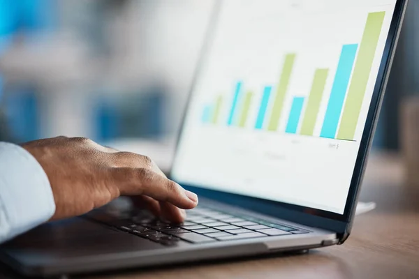 Closeup Hands African Man Working Laptop African American Business Man — Photo