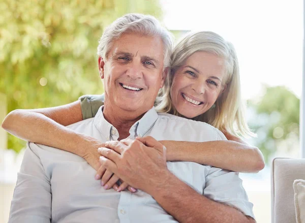 Happy Mature Caucasian Couple Embracing Showing Love While Relaxing Together — ストック写真