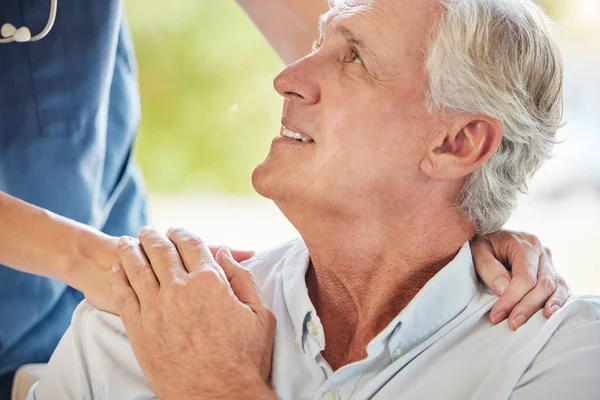 Closeup Unrecognizable Doctor Offering Patient Support Recovery Loving Unknown Doctor —  Fotos de Stock