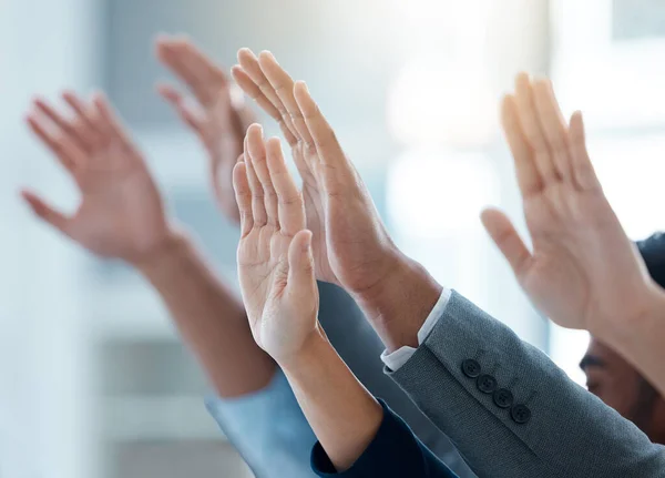 Group Business People Hands Raised — Stok Foto