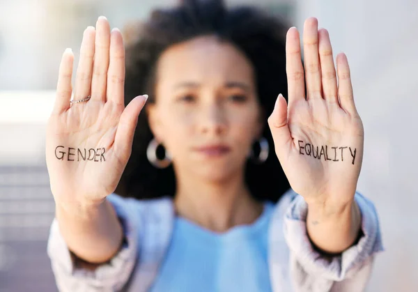 Cropped Portrait Attractive Young Woman Protesting City — Stock Photo, Image