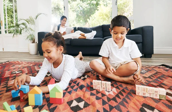 Little Kids Sitting Floor Toys Colouring Book Small Mixed Race — Foto Stock