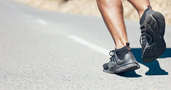 Rear View Closeup Unrecognisable Man Running Outdoors Unknown Fit Mixed — Stock Photo, Image