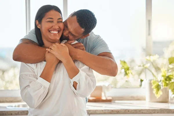 Affectionate Couple Standing Together Home — Stockfoto