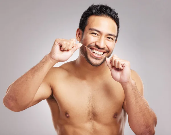 Closeup Young Mixed Race Man Shirtless Studio Isolated Grey Background — 图库照片