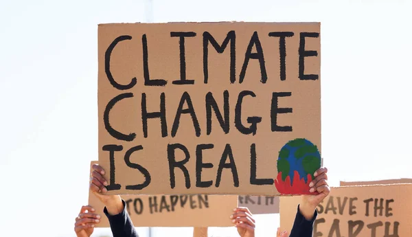 Μια Ομάδα Ανθρώπων Που Διαμαρτύρονται Για Την Κλιματική Αλλαγή — Φωτογραφία Αρχείου