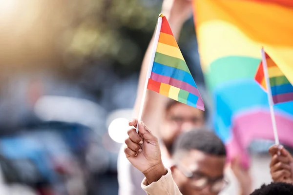 Lgbtq Flags Being Flown Rally — Stockfoto
