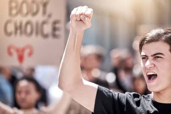 Young Man Shouting Protest Rally — Stockfoto