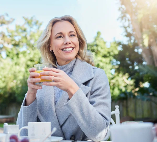 Mature Woman Having Breakfast Home — Foto Stock