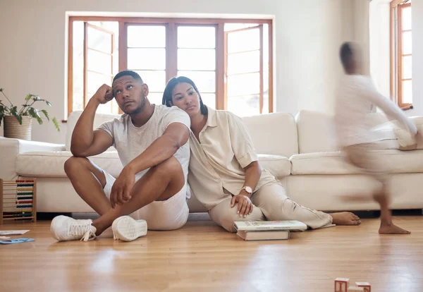 Frustrated Stressed African American Parents Having Headache Feel Tired Annoyed — Stock Photo, Image