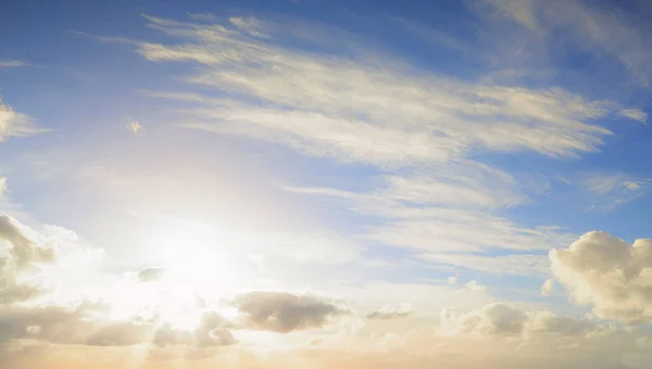 Clouds. Beautiful landscape view of a cloudy blue sky in summer with copy space. Natural background of fluffy cumulus clouds with copy space. Atmosphere and climate on a sunny spring day