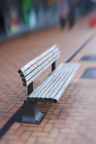 Landscape Empty Street Bench Made Wood Isolated Weathered Outdoor Wooden — Stock Photo, Image