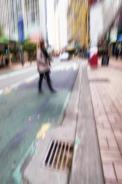Strangers Commute Downtown City Busy Streets Pedestrian Crossing Blurry Motion – stockfoto