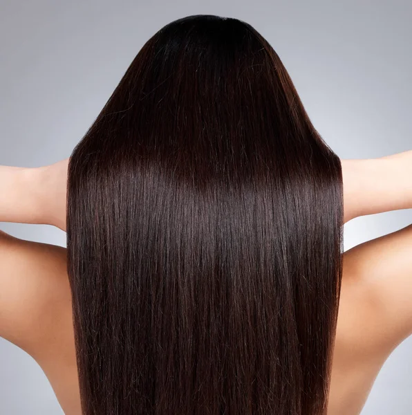 Look Healthy Shine Rearview Shot Young Woman Long Silky Hair — Zdjęcie stockowe