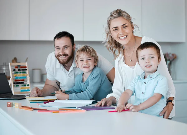 Young Happy Caucasian Family Having Fun Together Home Loving Parents — Photo