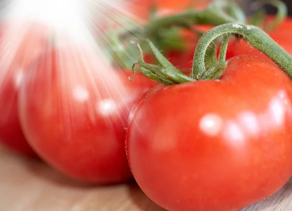 Closeup Fresh Tomatoes Washed Water Group Healthy Red Tomato Vegetables — Stock fotografie