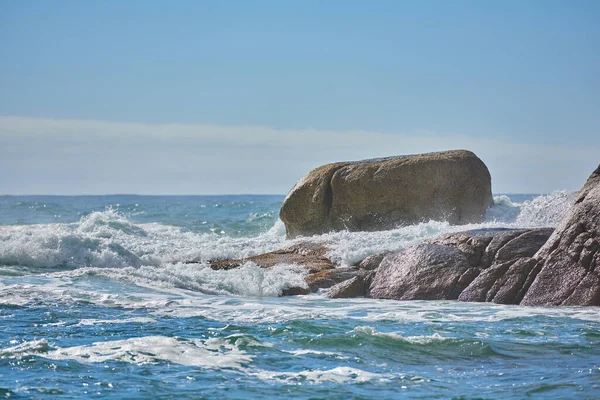 Copy Space Turbulent Sea Rough Tides Choppy Waves Strong Winds — Stockfoto