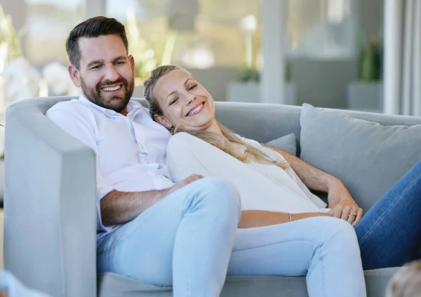 Affectionate Mature Couple Relaxing Living Room Home — Fotografia de Stock