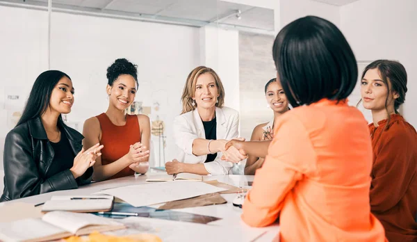 Start Great Things Two Businesswomen Shaking Hands Meeting Work — Stockfoto