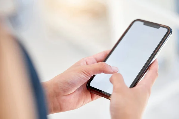 Unrecognizable Businessperson Using Phone Work — Foto Stock