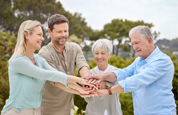 Family Stacking Hands Garden — Photo