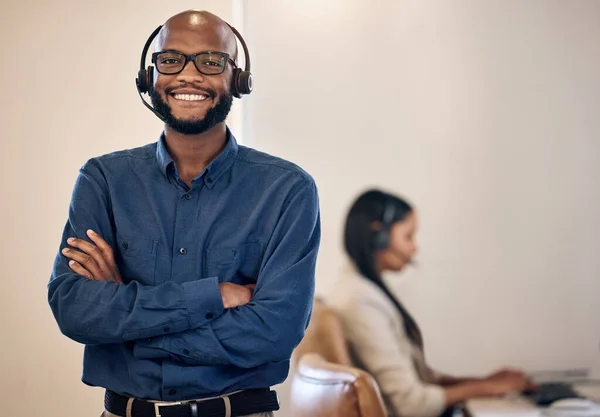 Well Answer Your Call Flash Portrait Young Call Centre Agent —  Fotos de Stock