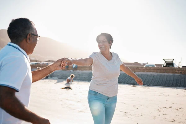 Forever Dance Partner Mature Couple Spending Time Beach — ストック写真