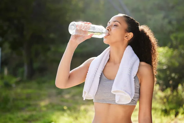 Nothing Better Water Young Woman Drinking Water Workout — Stockfoto