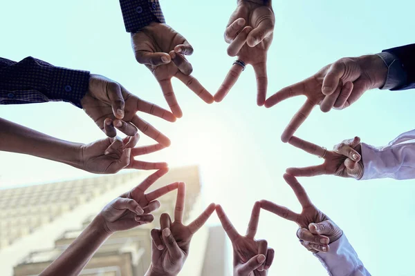 You Want Far Together Group Unrecognizable Businesspeople Making Star Shape — Foto Stock