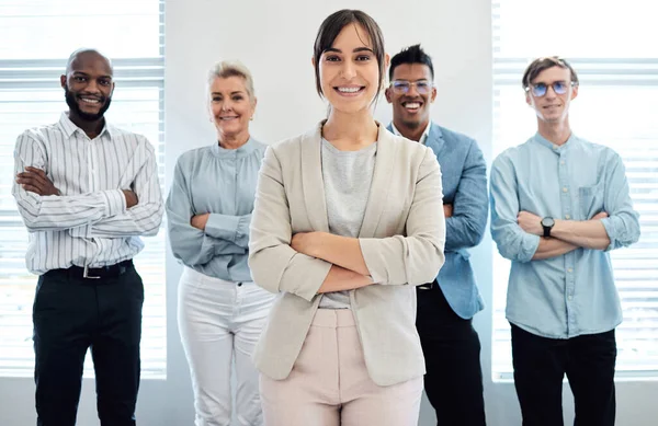 Taking Charge Our Own Success Portrait Group Confident Businesspeople Standing — Foto Stock