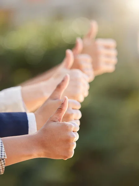 Give You Group Unrecognizable Businesspeople Showing Thumbs —  Fotos de Stock