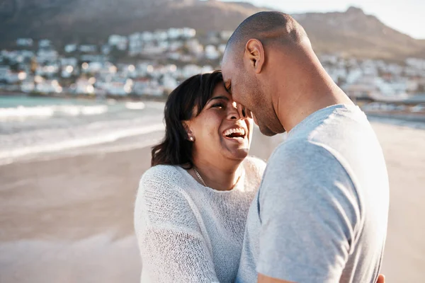 Were Match Made Heaven Young Couple Spending Time Beach — Fotografia de Stock