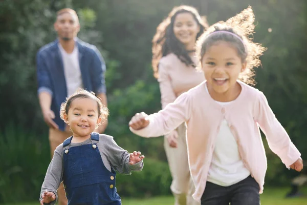 Children Wired Play Portrait Two Adorable Little Girls Having Fun — 스톡 사진