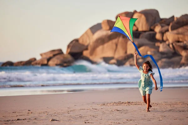 Fly High You Destined Greatness Little Girl Playing Her Kite — Stock Photo, Image