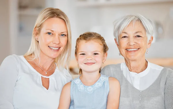 Little Girl Spending Time Her Mother Grandmother Home — Stock Photo, Image