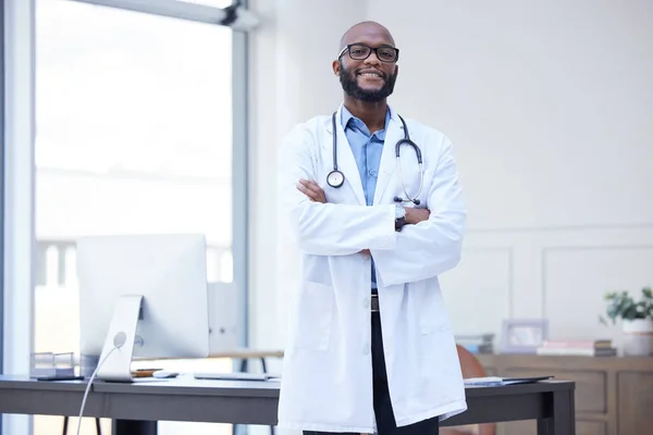 Ill Put Your Healthcare First Young Male Doctor Standing His — Fotografia de Stock